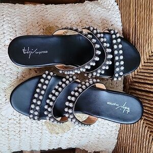 Sergio Todzi, jeweled pearl, espadrille, platform, wedge, size 40EU 9.5 US